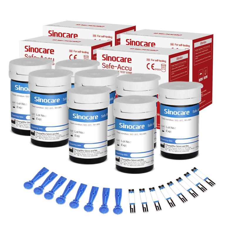 Sinocare Test Strips, 200pcs Safe Accu Blood Sugar Test Strip, Diabetes Test Strips, Blood Glucose Test Strips for Sinocare Safe Accu Blood Sugar Monitor, Pack of 200 (200pcs Strips & 200pcs Lancets) - NewNest Australia