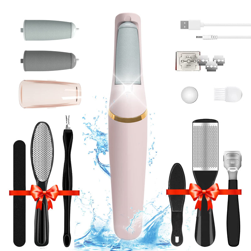 Foot File Jooayou Electric Foot Callus Remover IPX7 Waterproof Foot Scrubber,Rechargeable Hard Skin Remover Foot with 2 Roller Heads,2 Speed,Professional Pedicure Set Kits for feet Cracked Heels - NewNest Australia
