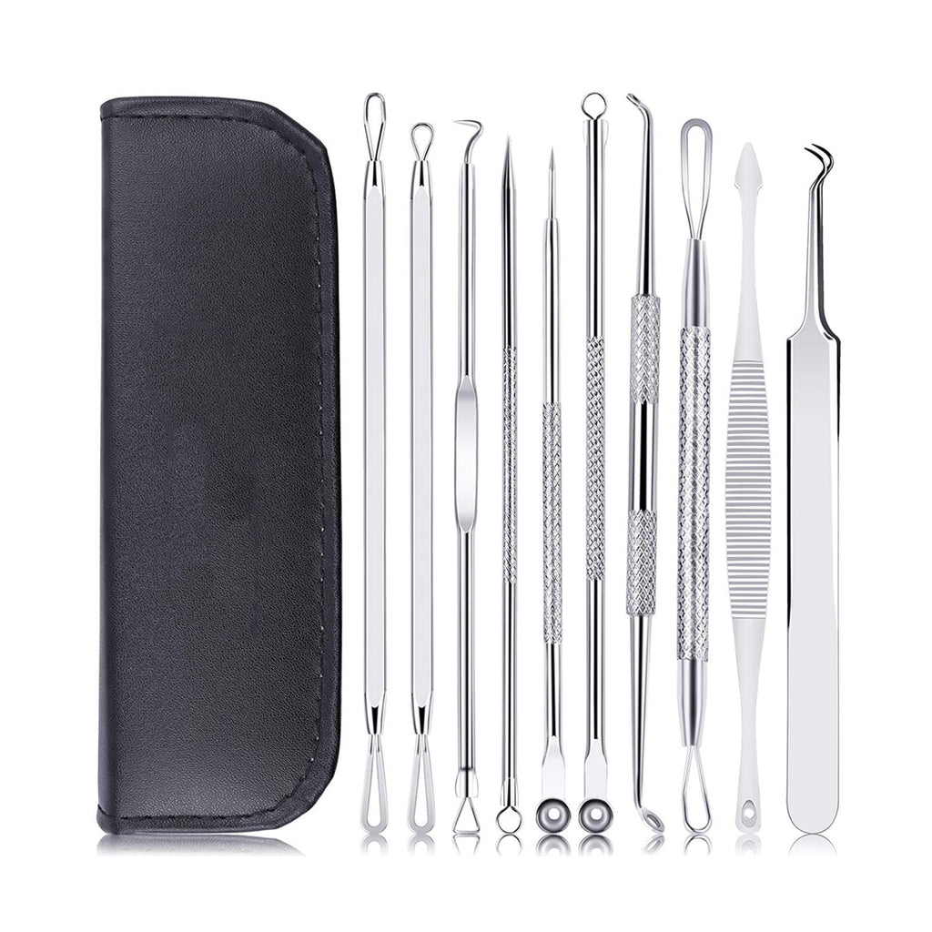 Blackhead Remover Tool Kit, 10Pieces Comedone Extractor Tool Blemish Whitehead Removal Acne Needle Pimple Spot Popper Stainless Steel (Blackhead Extractor Tool) - NewNest Australia