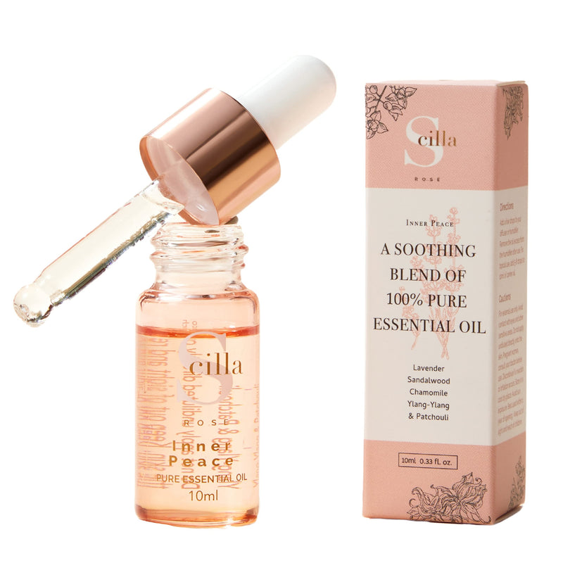 Scilla Rose Inner Peace-Pure Essential Oil Blend 10ml Total De-Stress Aromatherapy Diffuser Oil - 100% Natural and Organic with Lavender, Patchouli, Ylang-Ylang, Sandalwood Oils ‎the Inner Peace Oil 10ml (Pack of 1) - NewNest Australia
