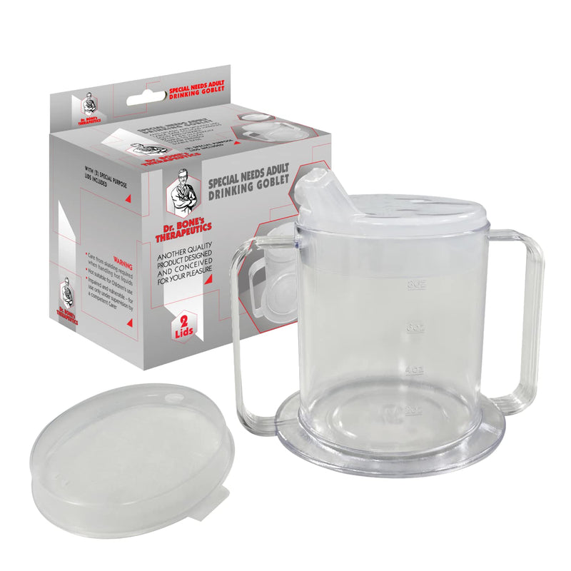 Dr. Bone's Therapeutics ® 2-Handle Wide Base Mug with Transparent 2 Style Lids Lightweight Drinking Cup with Easy-to-Grasp Handles for Hot and Cold Beverages Spill-Resistant Sippy Cup Prevents Tipping - NewNest Australia