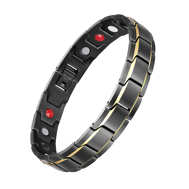 Jeracol Titanium Steel Magnetic Bracelet For Men,Black Gold Color Design Men Bracelet With Four Elements Ultra Strength Magnets,Adjustable Size Bracelet With Removal Tool And Gift Box A-Black-gold - NewNest Australia