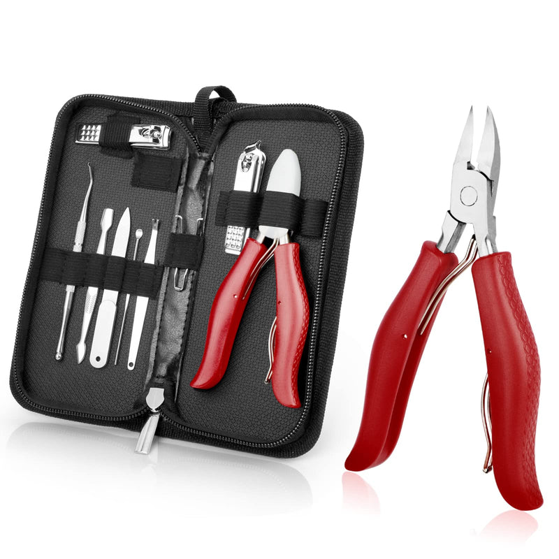 Toenail Clippers for Thick and Ingrown Nails, Red Nail Clipper Kit and Professional Podiatrist Toenail Clippers Heavy Duty Nail Scissors Toenail Treatment Tools Kit for Men Women Elderly - NewNest Australia