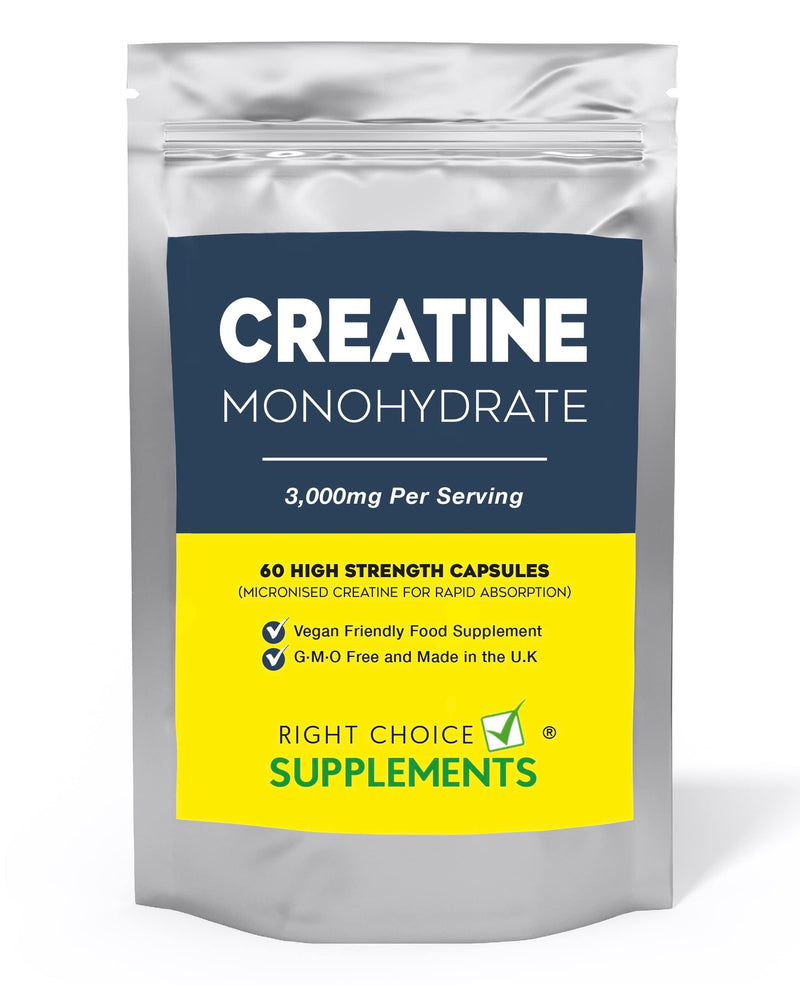 Creatine 3000mg (per serving) - 60 Micronised Creatine Monohydrate 750mg capsules to Boost Muscle Recovery, Growth, Mass, Bulk & Strength - Boost Energy & Performance - Not Tablets or Powder - UK Made - NewNest Australia