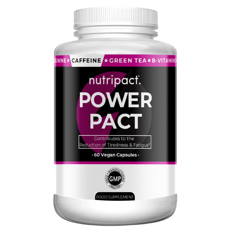 Power Pact Pre Workout Nootropic Complex – Caffeine, B Vitamins, Vitamin C, L-Tyrosine, L-Arginine, Green Tea, Iron – Increased Concentration, Focus, Tiredness & Fatigue – 60 Vegan Capsules - NewNest Australia